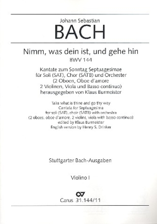 Nimm was dein ist und gehe hin Kantate Nr.144 BWV144 Violine 1