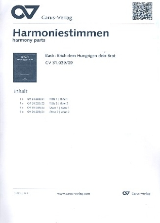 Brich dem Hungrigen dein Brot Kantate Nr.39 BWV39 Harmoniestimmen