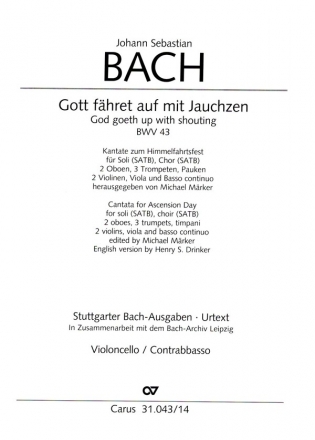 Gott fhret auf mit Jauchzen Kantate Nr.43 BWV43 Violoncello / Kontrabass