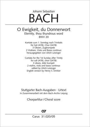 O Ewigkeit, du Donnerwort (I) Soli ATB, Coro SATB, Tr da tirarsi, 3 Ob, Str, Org CH CP