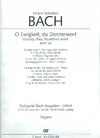 O Ewigkeit, du Donnerwort Kantate Nr.20 BWV20 Orgel