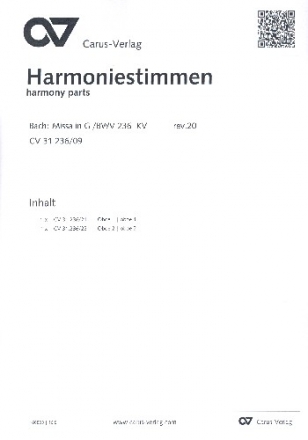 Messe G-Dur BWV236 fr Soli (SATB), Chor und Orchester Harmonie