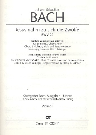 Jesus nahm zu sich die Zwlfe Kantate Nr.22 BWV22 Violine 1