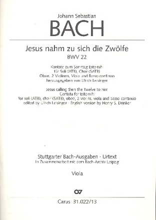 Jesus nahm zu sich die Zwlfe Kantate Nr.22 BWV22 Viola