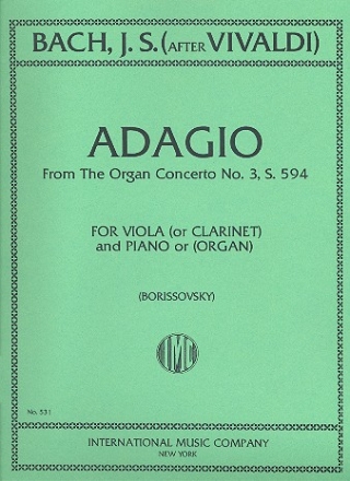 Adagio from the Organ Concerto no.3 S594 for viola (clarinet) and piano (organ)