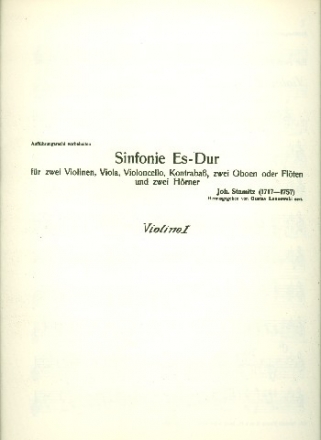 Sinfonie Es-Dur fr 2 Violinen, Viola, Violoncello, Kontrabass, 2 Oboen (Fl), 2 Hrner Stimmenset (Harm. u. Streicher 3-3-2-3)