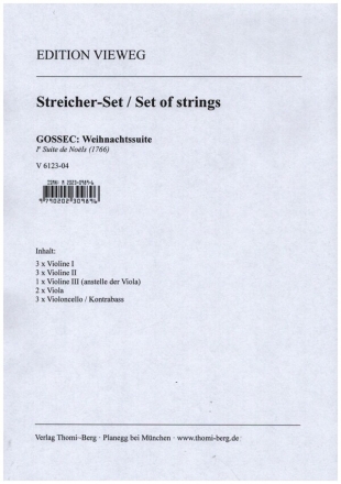 Weihnachtssuite fr gem Chor, 2 Oboen (2 Flten), Streicher und Bc (2 Hrner ad lib) Streicher-Set (3-3-1--2-3)