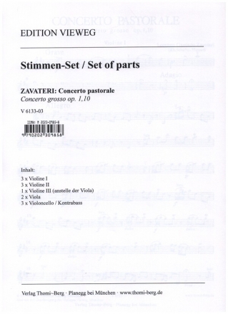 Concerto pastorale fr Streichorchester und Bc (Cembalo) Stimmensatz Streicher (3-3-1--2-3)