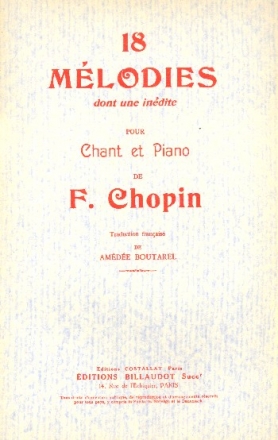 18 Mlodies pour chant et piano partition (frz)