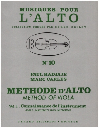 Methode d'alto vol.1 - Connaissance de l'instrument pour alto