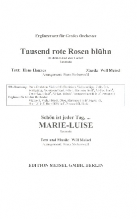 Tausend rote Rosen blhn  und Schn ist jeder Tag fr Salonorchester Ergnzungsstimmen