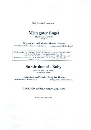 Mein guter Engel  und  So wie damals Baby: fr Big Band Ergnzungsstimmen