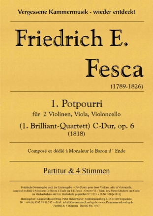 Potpourri  C-Dur fr Streichquartett Partitur und Stimmen