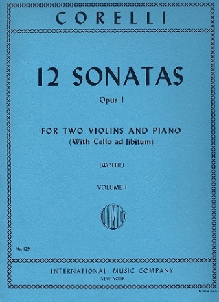 12 Sonatas op.1 vol.1 (nos.1-3) for 2 violins and piano (violoncello ad lib) parts