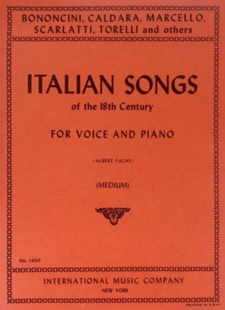 Italian Songs of 18th Century mittlere Stimme und Klavier Partitur (zugleich Spielpartitur)