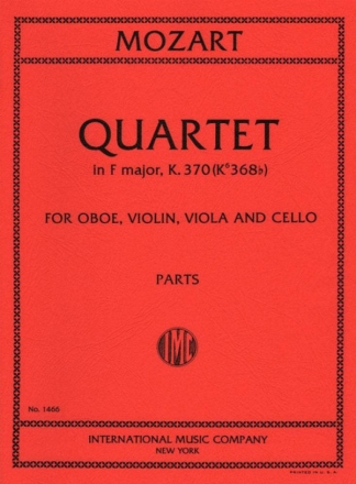 Oboe Quartet F Major KV.370 Oboe, Geige, Bratsche und Violoncello Stimmensatz