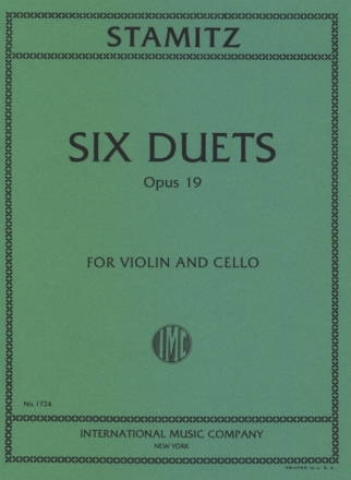 Stamitz, Carl - Six Duets op19 for violin and cello Partitur (zugleich Spielpartitur)