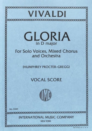 Gloria RV589 For 4 solo voices, mixed chorus and orchestra Vocal Score