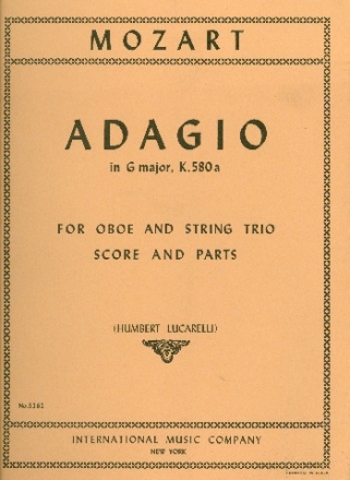 Adagio g major KV580a for oboe, violin, viola and violoncello score and parts