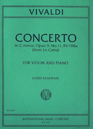 Concerto in c minor op.9,11 RV198a for Violin, Strings and Organ for violin and piano