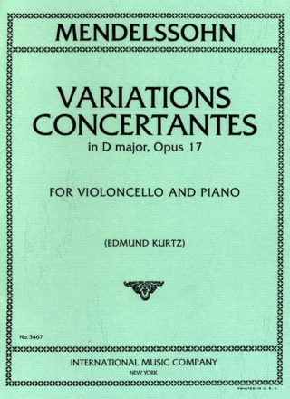 Mendelssohn Bartholdy, Felix - Variations concertantes D major for violoncello and piano