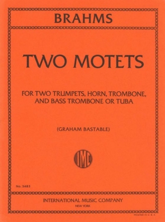 Two Motets op.29 for 2 trumpets in B flat, horn in F, tromb. And bass trombone score and parts