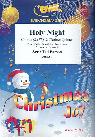 Holy Night for mixed chorus and 5 clarinets (rhythm group ad lib) score and parts (incl. 20 chorus scores)