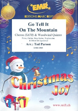 Go tell it on the Mountain for mixed chorus and 5 woodwind instruments (rhythm group ad lib) score and parts (incl. 20 chorus scores)