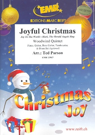 Joyful Christmas for 5 woodwind instruments (ensemble) (rhythm group ad lib) score and parts