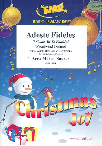 Adeste fideles for 5 woodwind instruments (Rhythm group ad lib) score and parts