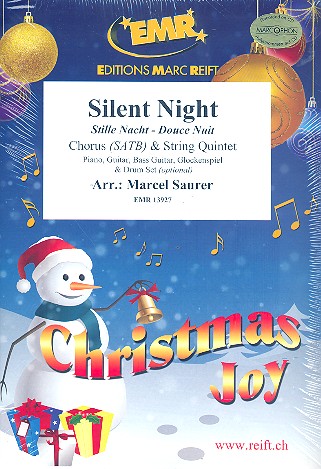 Silent Night for mixed chorus and 5 strings (rhythm group ad lib) score and parts (incl. 20 chorus scores)