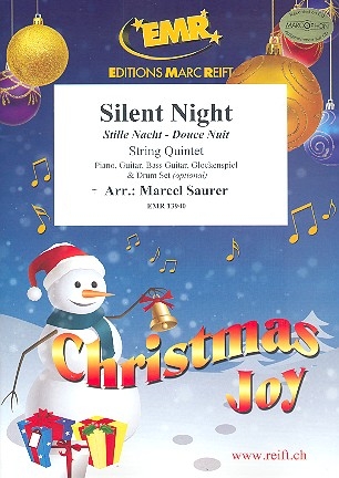 Silent Night for 5 string instruments (ensemble) (rhythm group ad lib) score and parts