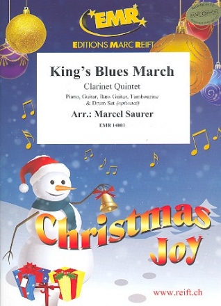 King's Blues March fr 5 Klarinetten (Klavier, Gitarre und Percussion ad lib) Partitur und Stimmen