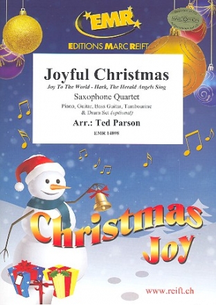 Joyful Christmas for 4 saxophones (rhythm group ad lib) score and parts