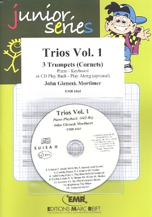 Trios vol.1 (+CD) for 3 trumpets (cornets) and piano (keyboard) score and parts