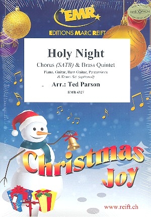 Holy Night for mixed chorus and 5 brass instruments (rhythm group ad lib) score, instrumental parts and 20 chorus scores