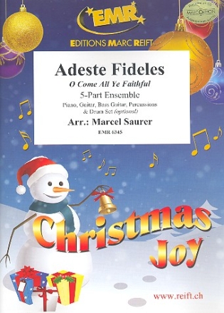 Adeste fideles for 5-part ensemble (rhythm group ad lib) score and parts