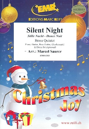 Silent Night for 5 brass instruments (ensemble) (rhythm group ad lib) score and parts