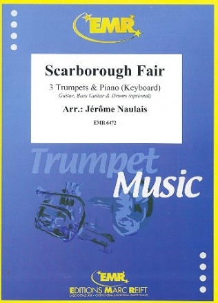 Scarborough Fair for 3 trumpets and piano (rhythm group ad lib) score and parts