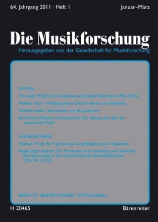 : Die Musikforschung, Heft 1/2011  Zeitschrift