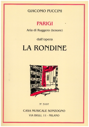 Parigi dall'opera La rondine per tenore e pianoforte