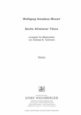 Sechs Altwiener Tnze KV 567 Nr. 2, 3, 5 und KV 605 Nr. 1, 2, 3 (Die Schlittenfahrt) Partitur/Stimmensatz/Fotokopie 2ob/2klar/2hn/2fg/1kfg