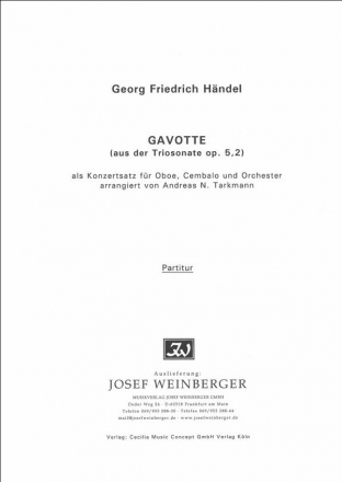 Gavotte aus der Triosonate Partitur/Stimmensatz OB/cemb/orch