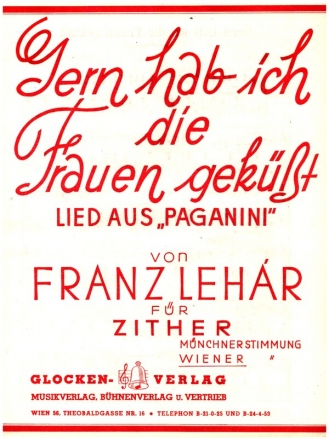 Gern hab' ich die Frau'n gekt fr Zither Wiener Stimmung + Text