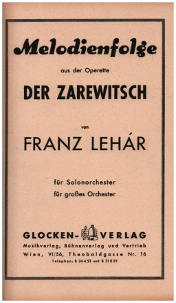 Der Zarewitsch fr Salonorchester Stimmensatz