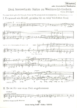 Weihnachtsliedstze fr Chor unisono und Instrumente Vibraphon