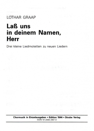 La uns in deinem Namen, Herr fr gem Chor a cappella Chorpartitur