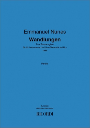 NUNES E Wandlungen - 5 Passagaglien  Partitur