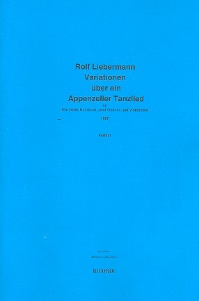 Variationen ber ein Appenzeller Tanzlied fr Klarinette, Hackbrett, 2 Violinen und Violoncello Partitur