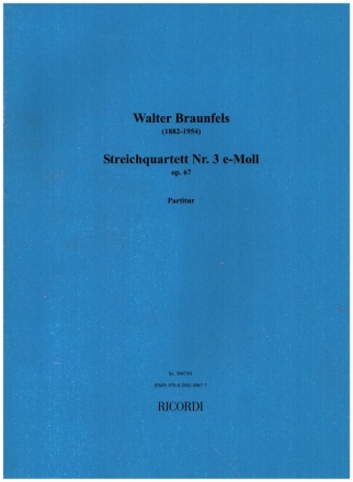 Streichquartett e-Moll Nr.3 op.67 fr 2 Violinen, Viola und Violoncello Partitur